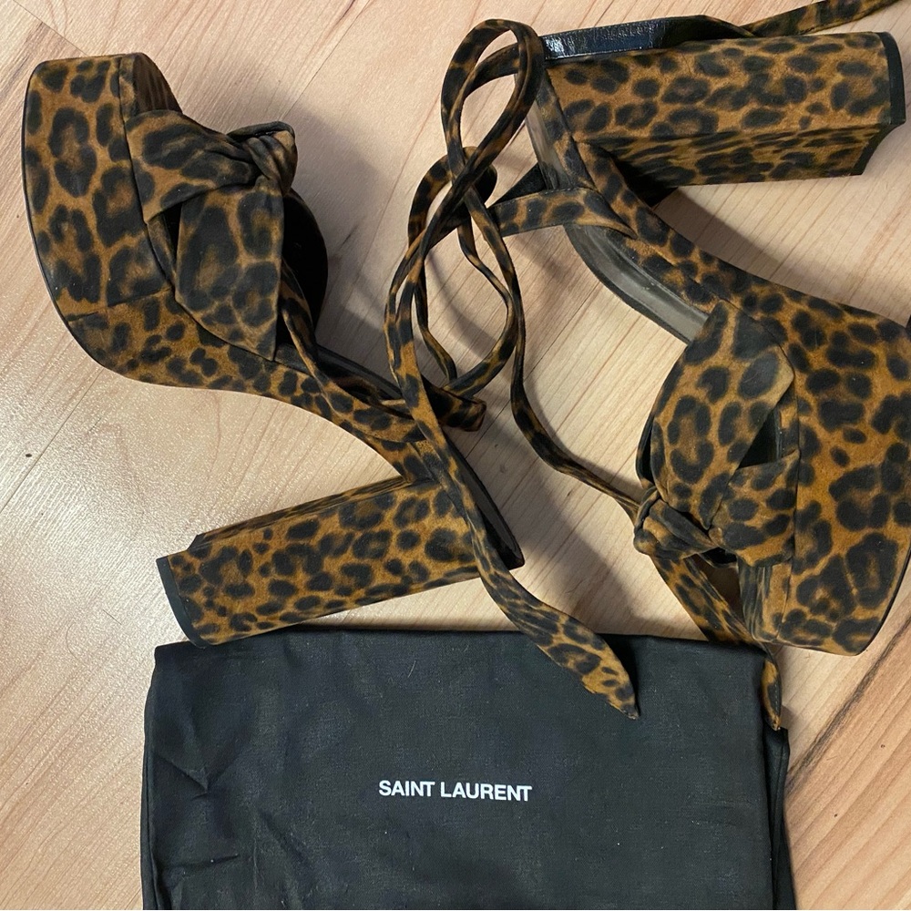 Saint Laurent leopard platform sandal in good condition